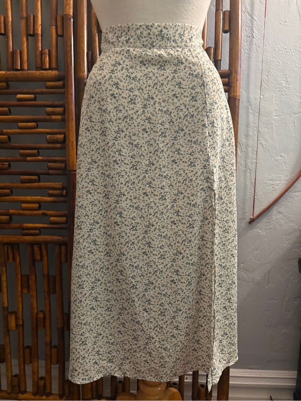 SZ S 90’s MIDI FLOARL SKIRT WITH HIGH SLIT